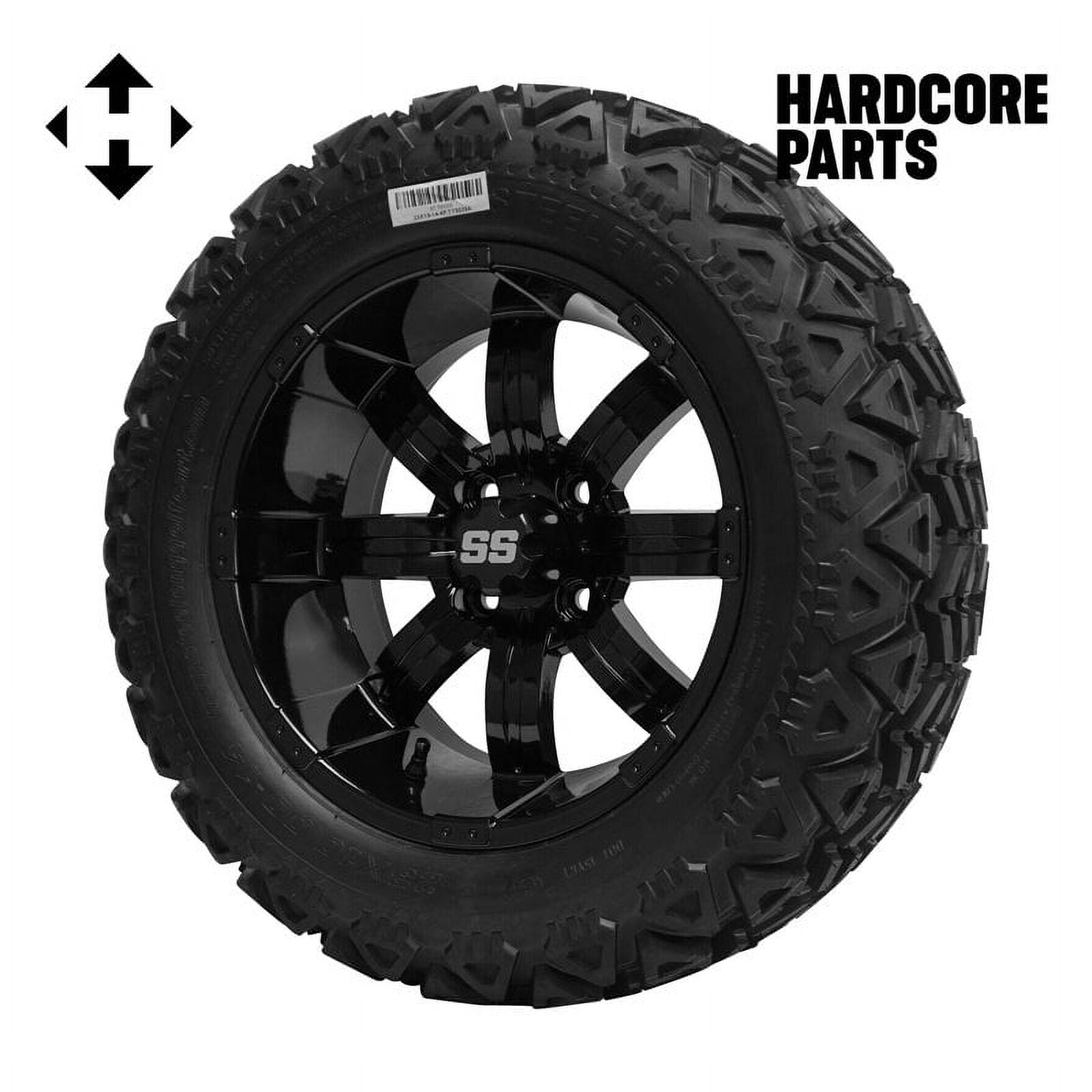 Hardcore Parts 6” Heavy Duty Double A-Arm Suspension Lift Kit for Club Car PRECEDENT Golf Cart (2004+) with 14" Black 'TEMPEST' Wheels and 23"x10"-14" DOT rated All-Terrain tires