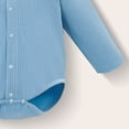 thumbnail image 5 of Quealent Newborn Baby Boy Clothes Cotton Shirt Bodysuit Button Up Long Sleeve Romper Jumpsuit One-Piece Outfit (Light Blue, 18-24 Months), 5 of 6