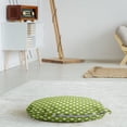 thumbnail image 3 of Geometric Round Floor Cushion with Handle, Retro Style Simple Image of Polka Dots Circle Shapes in Repetitive Pattern, Pillow for Living Room & Dorms, 18" Round, Lime Green White, by Ambesonne, 3 of 4