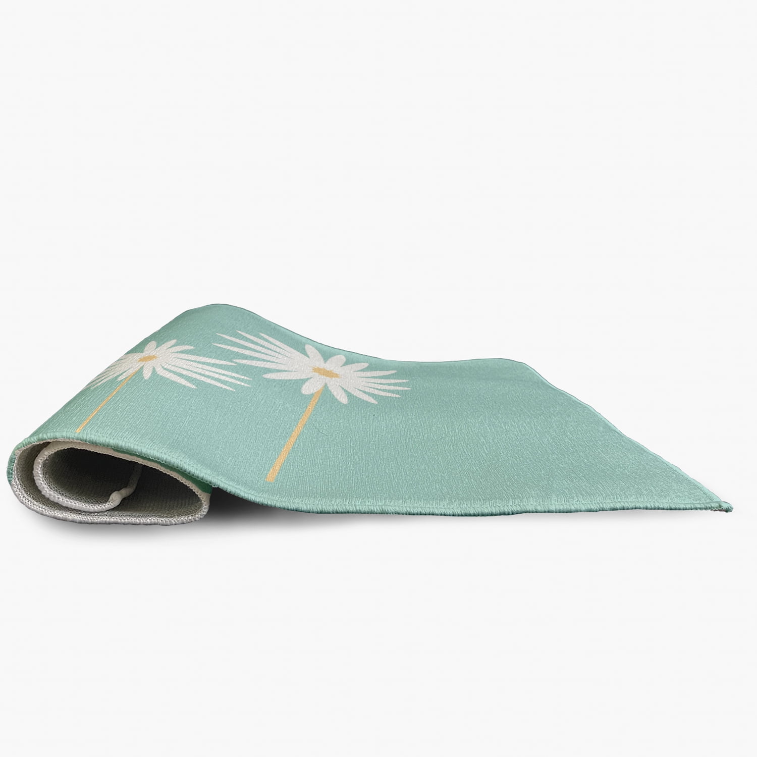 Simply Daisy 5' Round Light Blue Floral Print Spring Chenille Indoor/Outdoor Rug
