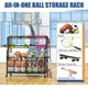 thumbnail image 3 of Ball Storage Rack Large Sports Equipment Organizer Cart For Garage,Home Gym Multifunctional Sports Gear Storage For Indoor Or Outdoor, Ball Rack For Basketball,Baseball, Football, Toys, 3 of 8