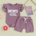 thumbnail image 2 of Bagilaanoe 2pcs Newborn Baby Girl Shorts Set Short Sleeve Letter Print Romper Tops + Shorts 3M 6M 12M 18M Infant Casual Summer Clothes, 2 of 8
