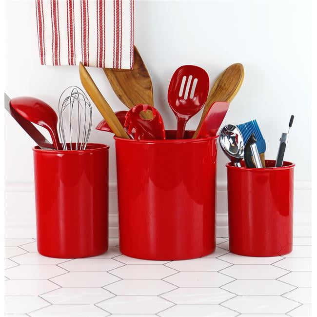 3pc Plastic Utensil Holders, Red