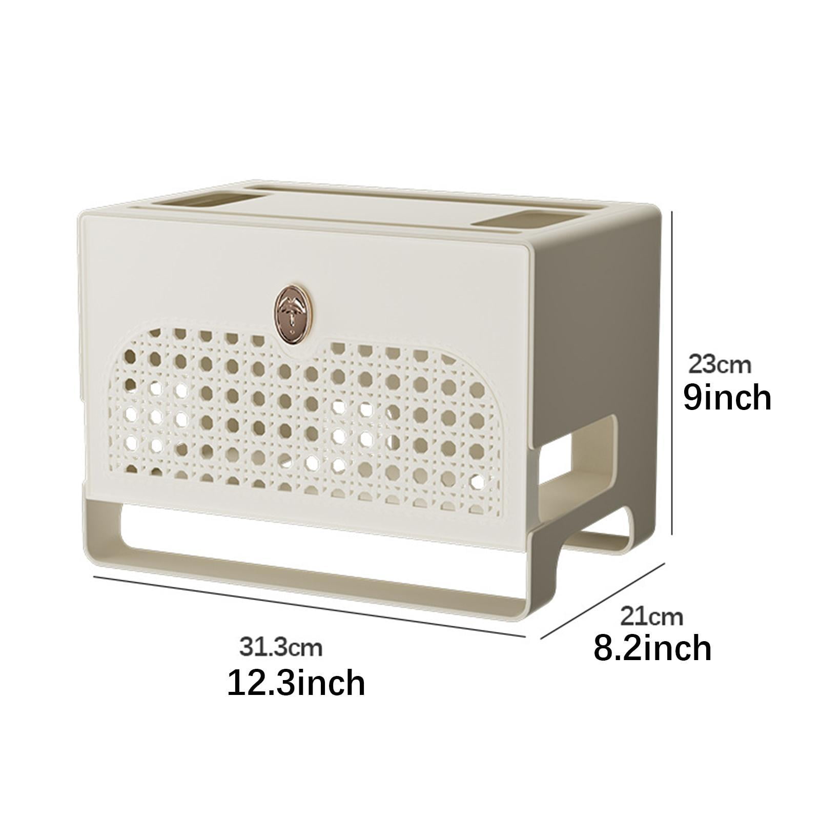 Fiocias Cable Management Box Cord Holder Portable Freestanding Multifunctional Dustproof White