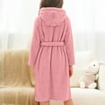 thumbnail image 7 of Girls Fleece Robe with Pockets Bear Ear Hooded Flannel Bathrobe Kids Belted Soft Plush Fuzzy Pajamas Sleepwear (7 Years, Pink), 7 of 7