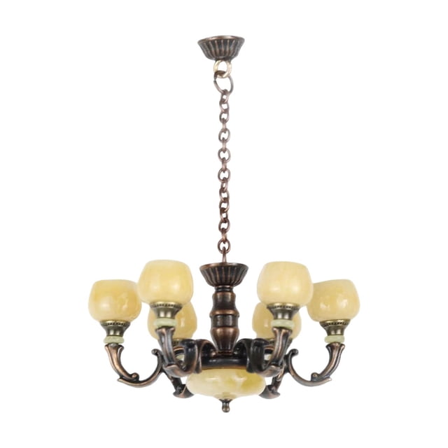 Candelabro de casa de muñecas Sunnimix Candelabro de 6 brazos para casa de muñecas 1/12 bronce