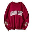 thumbnail image 4 of WMTBSRSW Game Day Sweatshirt for Women Football Sweatshirts Oversized Crewneck Long Sleeve Pullover Tops Cute Graphic Sweatshirt Wine XXL, 4 of 4