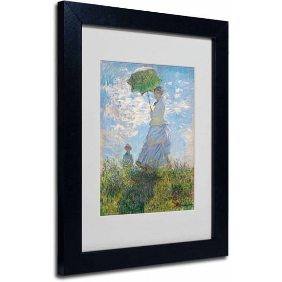 Trademark Fine Art "Woman With a Parasol 1875" Canvas Art by Claude Monet, Black Frame