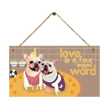 

WEPRO Wooden Sign Dog Tag Rectangular Wood Decoration Pet Slogan Pendant Decoration