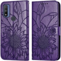 Wallet Case for Motorola Moto G Pure Case with Card Holder,Sunflower Pattern Leather Phone Case with Kickstand Magnetic Closure Shockproof Cover for Moto G Pure Purple Sunflower