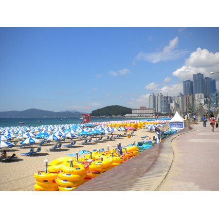 Canvas Print Busan Beach Ocean Umbrellas Haeundae Beach Korea Stretched Canvas 10 X 14