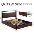 thumbnail image 3 of Bolvdo Queen Size Lodge Medium Density Fiberboard Bookcase Bed with Charging Station, Brown, 3 of 7