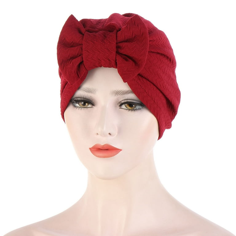 Women Turban Hatbow Hair Bonnet Head Scarf Wrap Cover Low Profile