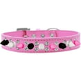 thumbnail image 4 of Pet and Dog Spike Collar, "Double Crystal  Black, White and Bright Pink Spikes", 4 of 4