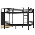thumbnail image 6 of Morufur Queen over Queen Metal Bunk Bed with Ladder, Guardrail, Bunk Beds with Storage Space and Drawers for Room, No Spring Box Needed, Black, 6 of 9