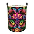 thumbnail image 6 of Lsque Colorful Floral Embroidery Mexican pattern Laundry Hamper Basket, Tall Woven Rope Hamper Basket for Clothes, Lightweight Storage Basket, Collapsible Waterproof-Small, 6 of 8