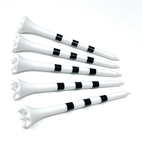 NorthPointe 3 ¼” Plastic Golf Tees – White with Black Stripes - 100 Golf Tees Plastic in Bulk
