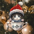 thumbnail image 7 of Taicans Cute Cat in Red Tea Cup Christmas Ornament - 8cm/3.1in Handmade Holiday Tree Decoration,Festive Gift for Xmas,Cute Hanging Decor,2D, 7 of 7