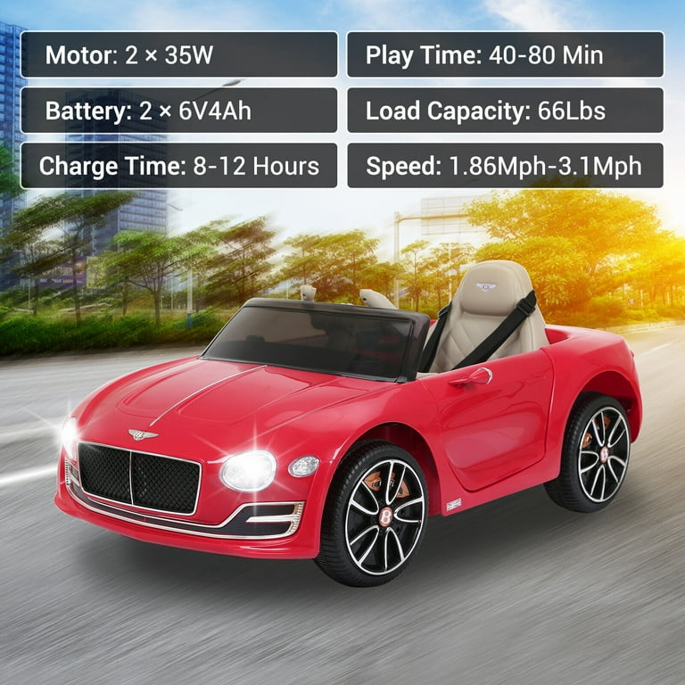 <特価>子供車　RED Kids Ride On Car, Red 12V BENTLEY Style Licensed Electric
