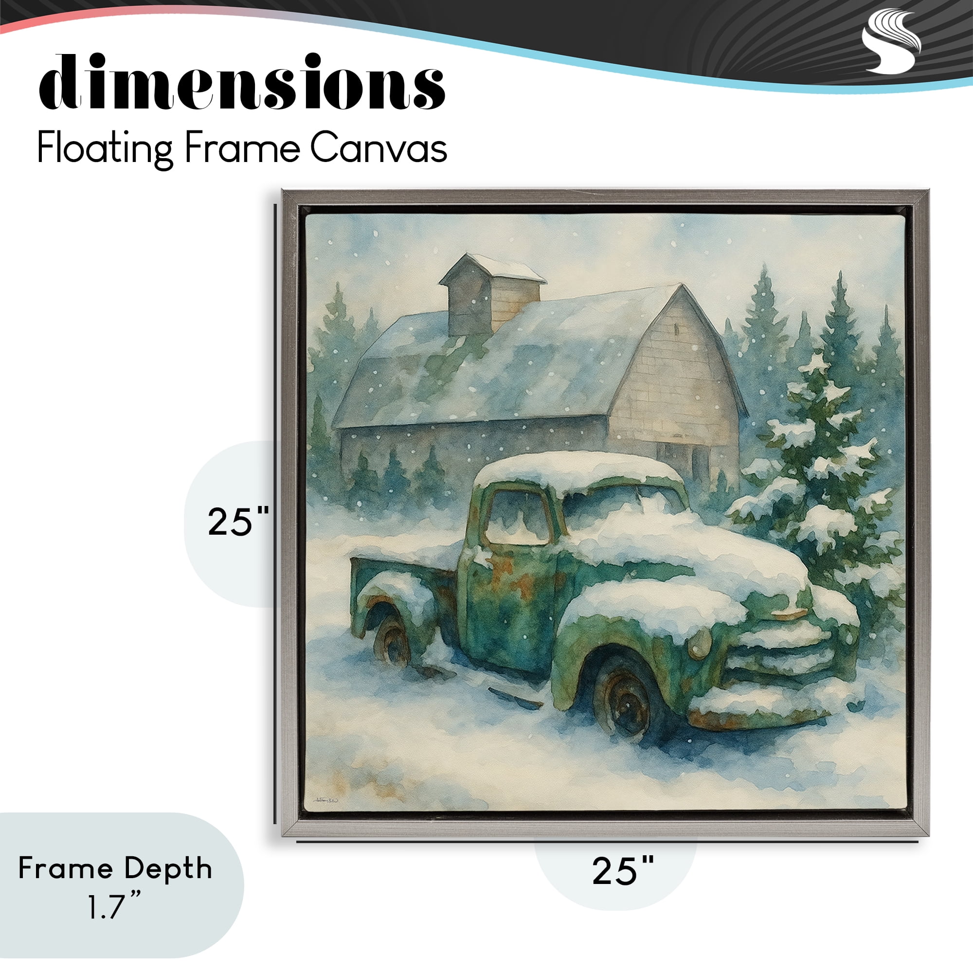 Stupell Industries Nostalgic Winter Farm Truck Gray Framed Floater Canvas Wall Art, design by Antony Smith