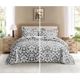 thumbnail image 2 of Chezmoi Collection Oversized Bedspread 100x106, Jacquard Matelasse Floral Damask Design, 5-Piece Lightweight Reversible Microfiber Bedding Coverlet Set for All Season, Queen, Dark Gray/White, 2 of 9