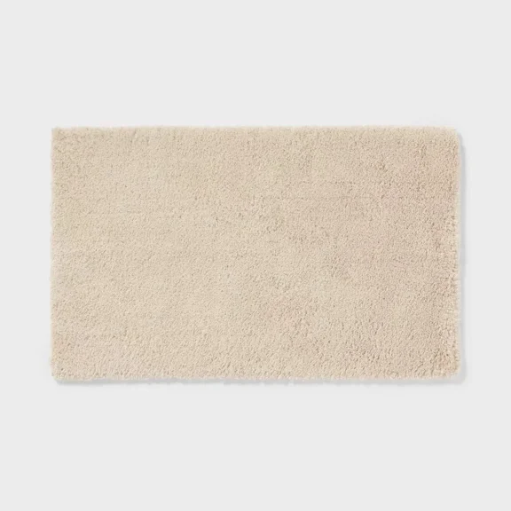 Threshold Tufted 40X24 Rectangle Bath Rug High Pile Spa Plush, Almond