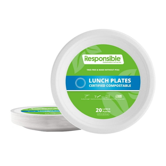 Compostable 8.75 Inch Round Plates Value Pack