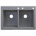 thumbnail image 5 of Transolid Radius 33in x 22in silQ Granite Drop-in Double Bowl Kitchen Sink with 3 CDE Faucet Holes, In Cafe Latte, 5 of 5