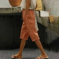 thumbnail image 2 of YUANGUANST Women's Wide Leg Pants Womens Linen Striped Summer Pants 2025 Cropped Casual Loose Fit Petite Straight Pinstripe Shorts Business Work Casual Pants, 2 of 4