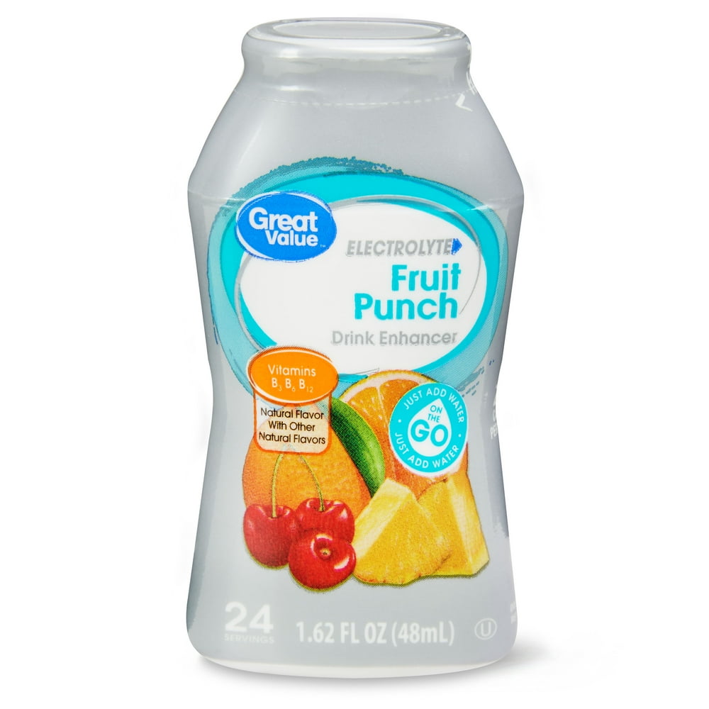 Great Value Electrolyte Liquid Drink Enhancer, Fruit Punch, 1.62 fl oz