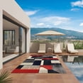 thumbnail image 3 of Red Black Beige Outdoor Rug for Patio/Deck/Porch, Non-Slip Large Area Rug 4 x 6 Ft, Retro Abstract Geometric Striped Art Indoor Outdoor Rugs Washable Area Rugs, Reversible Camping Rug Carpet Runner, 3 of 8