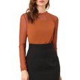 thumbnail image 1 of INSPIRE CHIC Blouses Décontractées pour Femmes à Col Rond en Dentelle Florale à Manches Longues en Chiffon Hauts TG Brun Rouge, 1 of 8