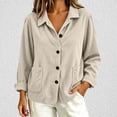 thumbnail image 2 of TtopsQueen Women’s Corduroy Button Down Shacket, Lapel Collar, Long Cuffed Sleeve, Dual Side Patch Pockets, Loose Drop‑Shoulder Oversized Shirt Jacket For Casual Street Going‑Out White,S, 2 of 6