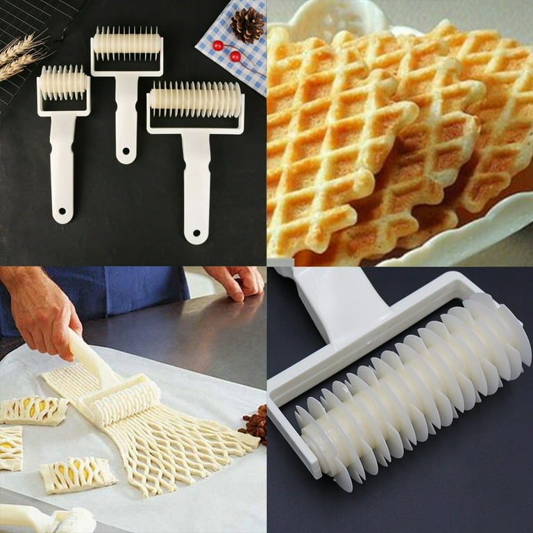 Yirtree Cookie Pie Pizza Bread Pastry Lattice Roller Cutter Craft DIY Baking Tool Kitchen Plastic Dough Roller Knife Pie Pizza Cookie Cutter Pastry