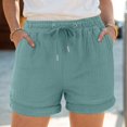 thumbnail image 2 of TTUHYWXI Shorts for Women Summer Casual High Waisted Drawstring Wide Leg Womens Gauze Shorts (Light Green, M), 2 of 7