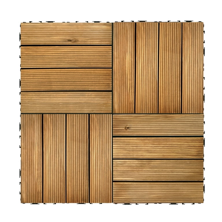 Achim OutdoorZ Interlocking Wood Deck Tiles - Honey Oak - 27 Tiles