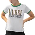 thumbnail image 2 of Anesthetist Nurse Leopard Print Ringer Tee Shirt Unisex 2X-Large White/Kelly Green, 2 of 5