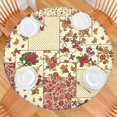 thumbnail image 2 of Pioneer Flower Floral Print Pattern Round Fitted Tablecloth with Elastic Edge,Dining Table Cover Waterproof,Outdoor Round Tablecloth for Camping,Dining,Indoor and Outdoor, 2 of 7