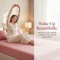thumbnail image 3 of REGALWOVEN Fitted Sheet, Polyester Stripes Bed Sheets, Breathable and Comfortable Bedding for All Seasons Pink 1 PC 53.9x74.8 inch, 3 of 5