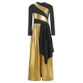 thumbnail image 2 of iixpin Kids Girls Metallic Long Sleeve Liturgical Lyrical Praise Dance Wide Leg Jumpsuit Worship Gown Robe Black 16, 2 of 5