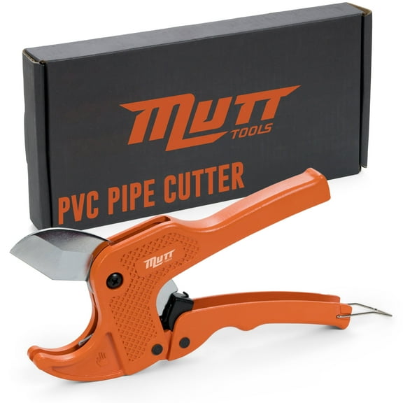 Mutt Tools Professional 1.5” PVC Pipe Cutter Tool - Heavy-Duty Ratcheting Plastic Pipe Cutter for PVC, CPVC, PEX – Cuts up to 1.5 Inch OD – Plumbing Cutting Tool for Home and Pro Use