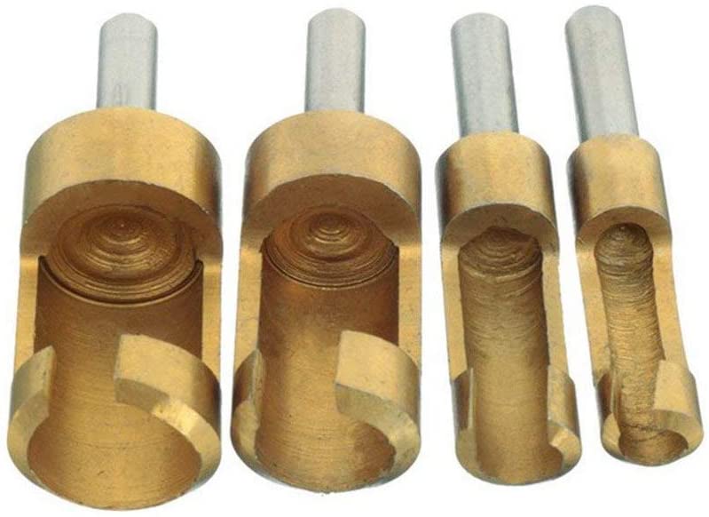 4pcs 1/4" Wooden Plug Drill Bored Hole Wood Tenon Drill Set Titanium Barrel Cork 4pcs 1/4" Wooden Plug Drill Bored Hole Wood Tenon Drill Set Titanium Barrel Cork