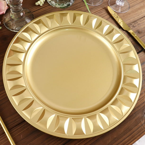 Efavormart 6 Pack | 13" Gold Round Bejeweled Rim Plastic Dinner Serving ...