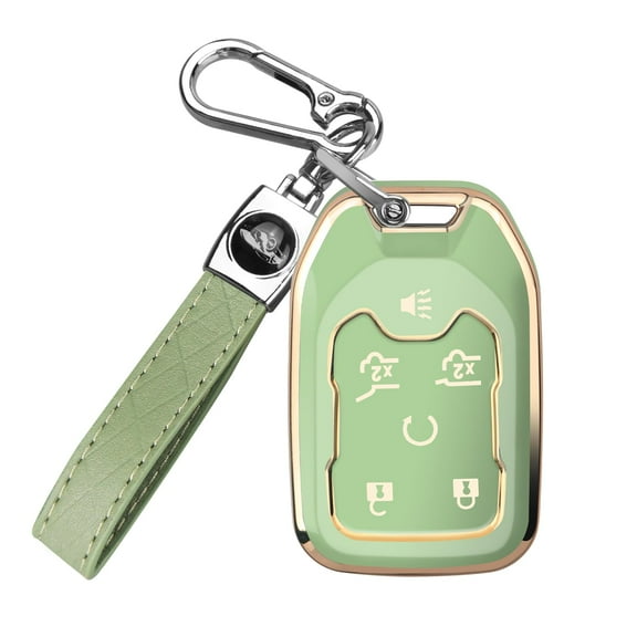 for Chevy Key Fob Cover with Keychain, Soft Full Protection Key Shell Key Case for Chevrolet Silverado Suburban Tahoe GMC Acadia Terrain Yukon Sierra 1500 2500 3500 HD, 6 Buttons