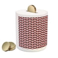thumbnail image 2 of Geometric Piggy Bank, Curved Lines with Bicolor Oval Shapes Abstract Flow Themed Pattern, Ceramic Coin Bank Money Box for Cash Saving, 3.6" X 3.2", Vermilion Grey White, by Ambesonne, 2 of 4