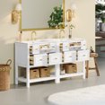 thumbnail image 4 of Euroco 60'' Bathroom Vanity with Ceramic Sink Combo, Free Standing Single Vanity Set with 5 Drawers, Solid Wood Frame Bathroom Storage Cabinet, 4 of 9