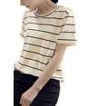 thumbnail image 3 of Women Striped Fashion Short Sleeve O-Neck Tops Loose Thin Student T-shirt, 3 of 3
