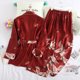 thumbnail image 5 of Fdfklak pijamas de seda para mujer, traje para casa, Pijama femenino, pijamas sexis para primavera y otoño, conjunto de salón de manga larga con estampado gris/negro, 5 of 5