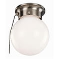 thumbnail image 1 of 1-Light Ceiling Mount Globe Light with Pull Chain, Satin Nickel Finish, 1 of 1