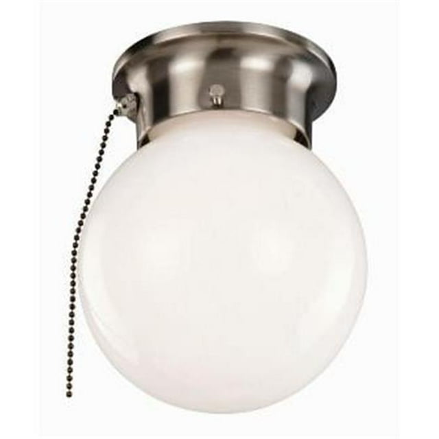 1-Light Ceiling Mount Globe Light with Pull Chain, Satin Nickel Finish